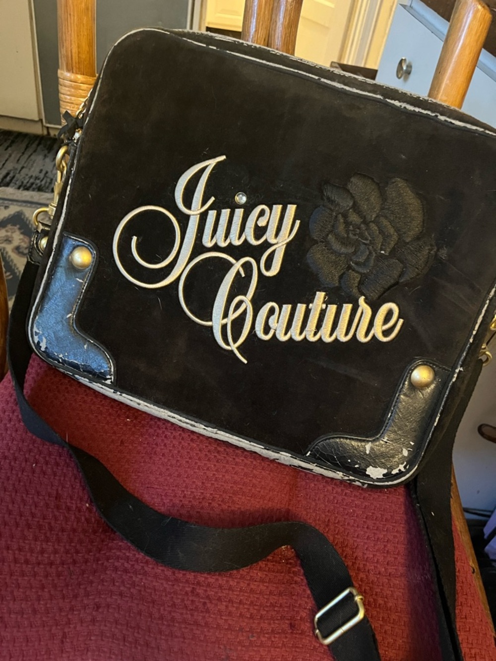 Y2K Juicy Couture Black Velvet Laptop Bag